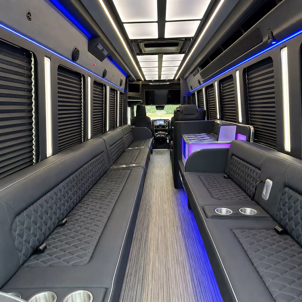 Brownsville Private Event Transportation party bus interior