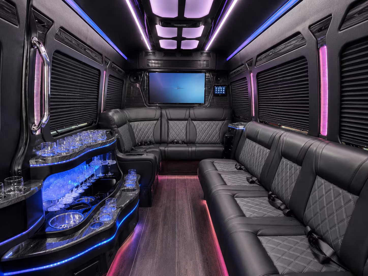 Brownsville School Event Transportation party bus exterior