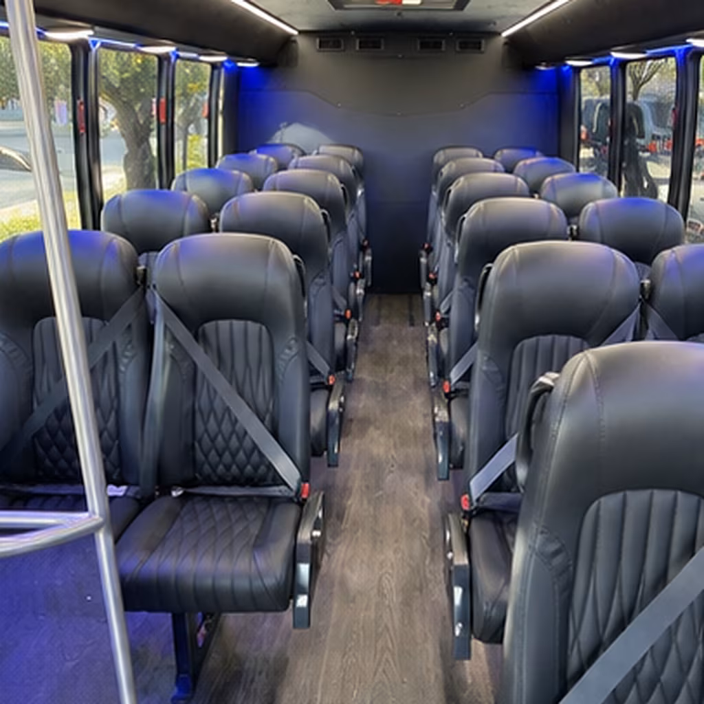 Brownsville School Event Transportation party bus interior